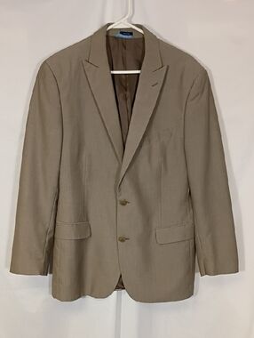 EUC Made By Cam Newton Taupe Blazer Two Button Suit Jacket Mens Size 42 Regular